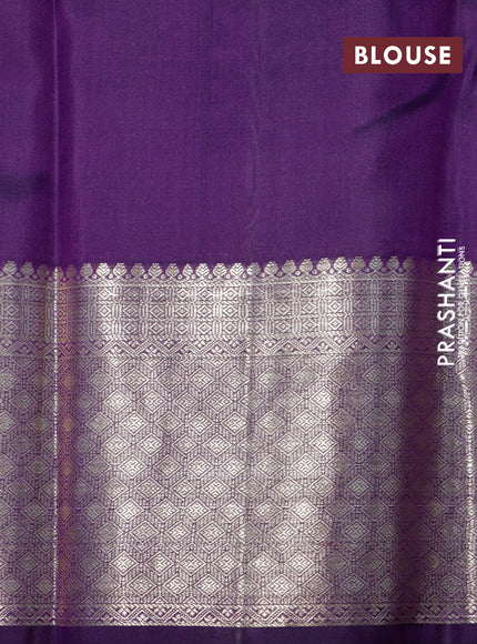 Pure kanchipuram silk saree deep violet with allover zari woven brocade weaves and zari woven border