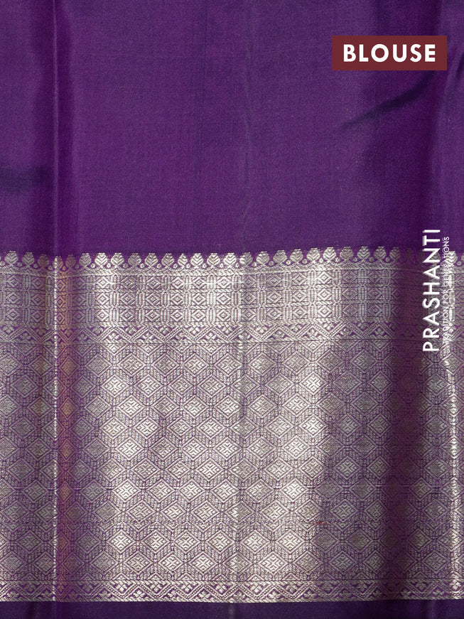 Pure kanchipuram silk saree deep violet with allover zari woven brocade weaves and zari woven border