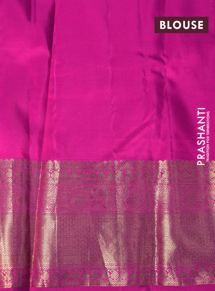 Pure kanchipuram silk saree royal blue and pink with allover patola weaves and long zari woven border