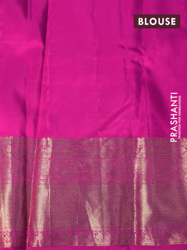 Pure kanchipuram silk saree royal blue and pink with allover patola weaves and long zari woven border