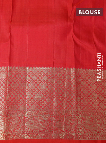 Pure kanchipuram silk saree red with allover zari woven brocade weaves and long zari woven border