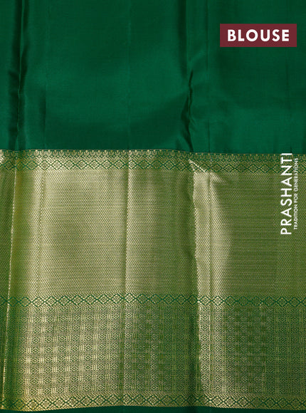 Pure kanchipuram silk saree mustard shade and green with allover zari woven brocade weaves and long zari woven border