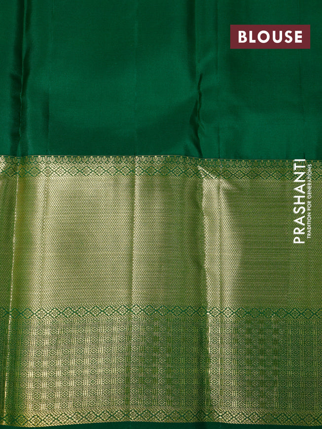 Pure kanchipuram silk saree mustard shade and green with allover zari woven brocade weaves and long zari woven border