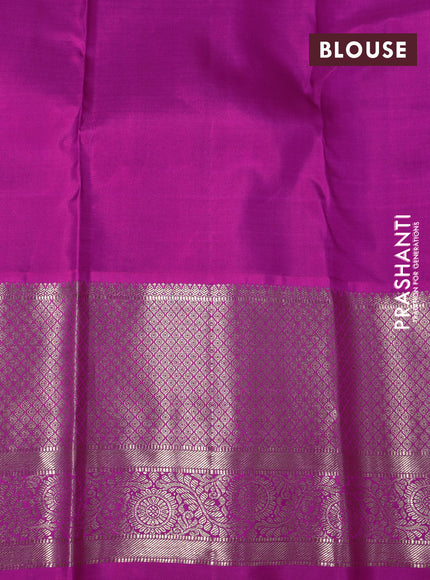 Pure kanchipuram tissue silk saree grey and pink with allover zari woven brocade weaves and zari woven border