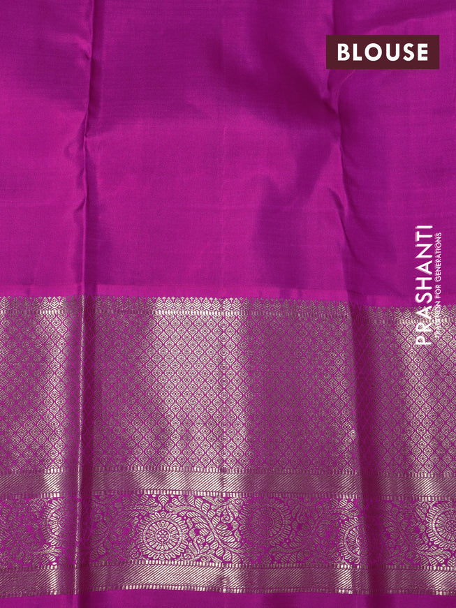 Pure kanchipuram tissue silk saree grey and pink with allover zari woven brocade weaves and zari woven border