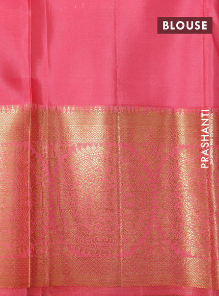 Pure kanchipuram silk saree purple and pink shade with allover zari woven brocade weaves and zari woven border