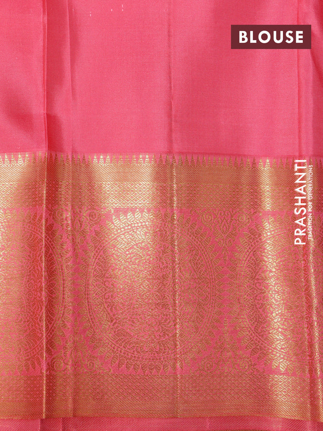 Pure kanchipuram silk saree purple and pink shade with allover zari woven brocade weaves and zari woven border