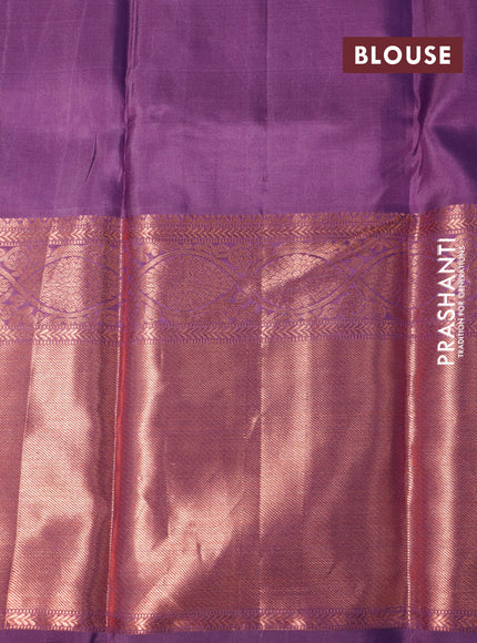 Pure kanchipuram silk saree mild lavender shade with allover copper zari woven butta weaves and long copper zari woven border