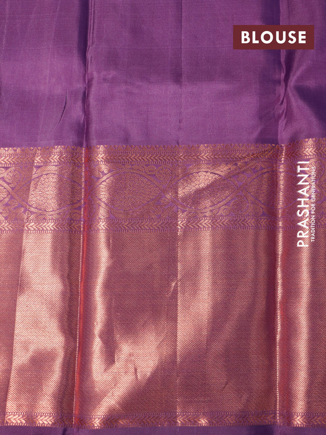 Pure kanchipuram silk saree mild lavender shade with allover copper zari woven butta weaves and long copper zari woven border