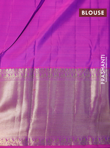 Pure kanchipuram silk saree purple with allover zari woven butta weaves and long zari woven border