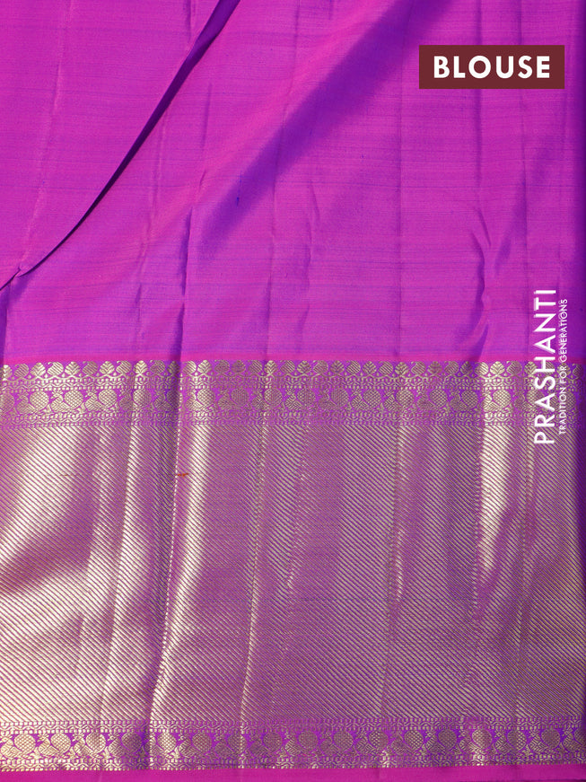 Pure kanchipuram silk saree purple with allover zari woven butta weaves and long zari woven border