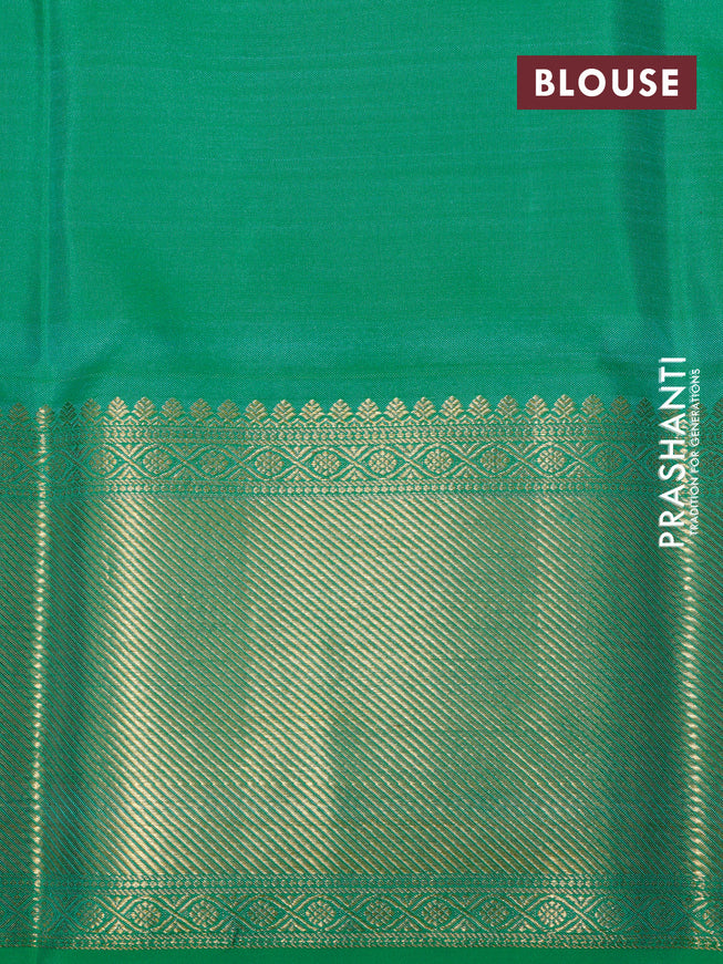 Pure kanchipuram silk saree teal green with allover zari woven paisley weaves and zari woven border