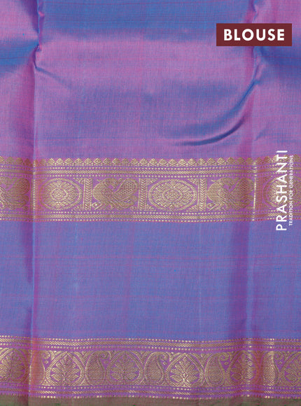 Pure kanchipuram silk saree pink and dual shade of cs blue with annam zari woven buttas and rettapet zari woven border