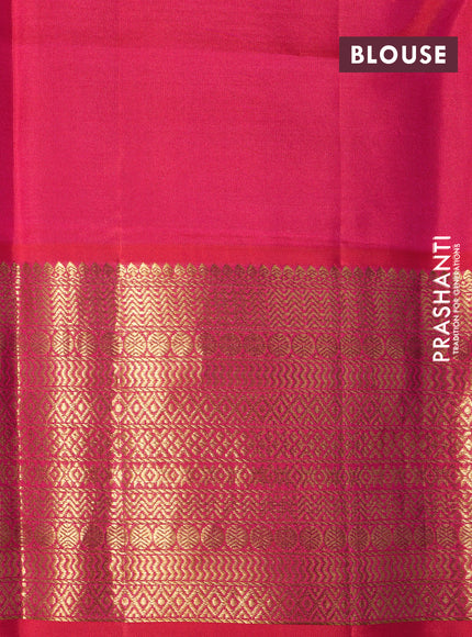 Pure kanchipuram silk saree light green and dual shade of pink with allover zari weaves and zari woven border