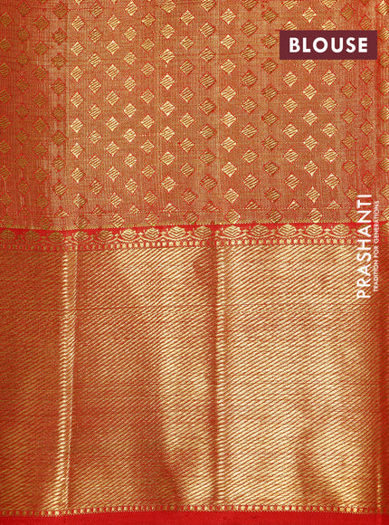 Pure kanchipuram silk saree red with allover zari woven brocade weaves and zari woven border