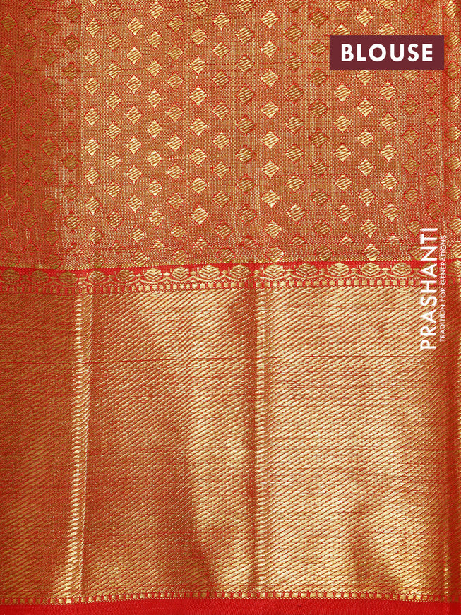 Pure kanchipuram silk saree red with allover zari woven brocade weaves and zari woven border