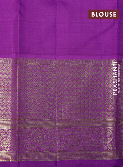 Pure kanchipuram tissue silk saree pastel green and violet with allover zari woven brocade weaves and long zari woven border