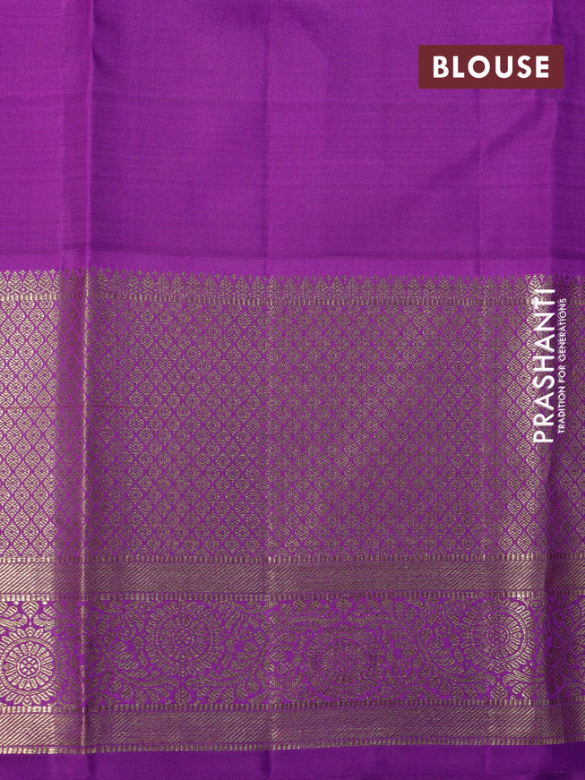 Pure kanchipuram tissue silk saree pastel green and violet with allover zari woven brocade weaves and long zari woven border