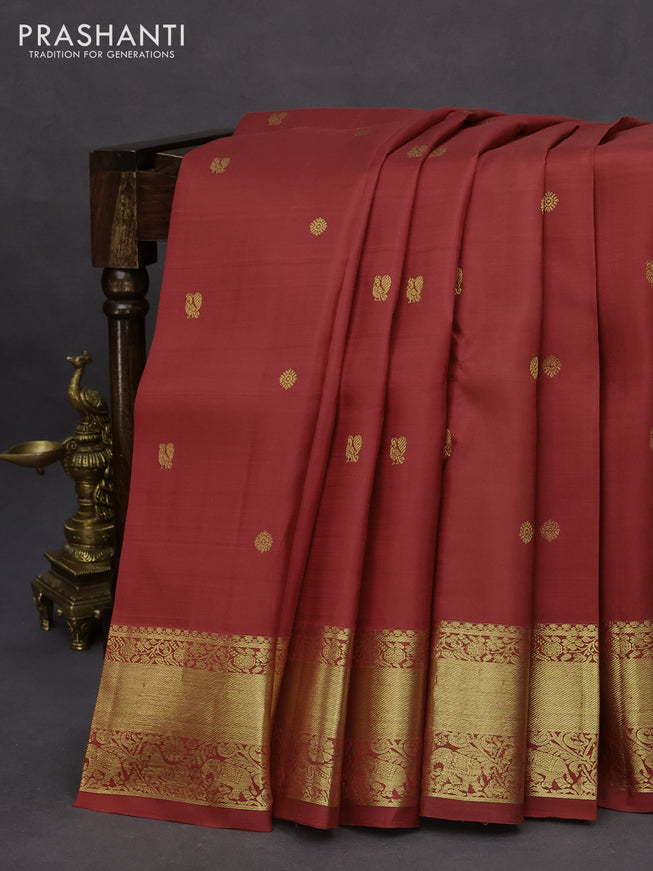 Pure kanchipuram silk saree red with zari woven buttas and zari woven border