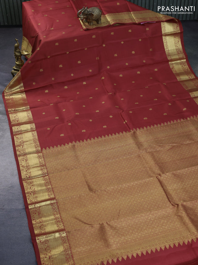 Pure kanchipuram silk saree red with zari woven buttas and zari woven border