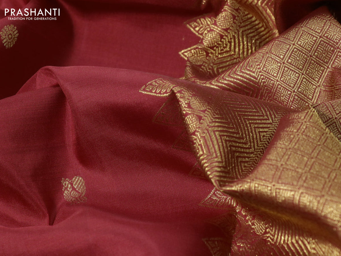 Pure kanchipuram silk saree red with zari woven buttas and zari woven border