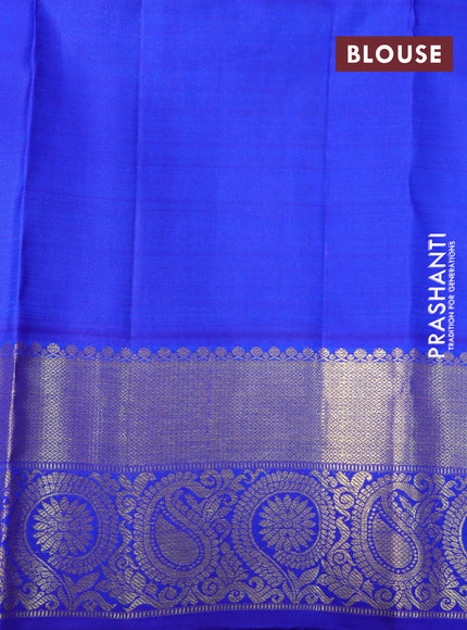 Pure kanchipuram silk saree dual shade of pinkish blue and blue with zari woven buttas and zari woven border