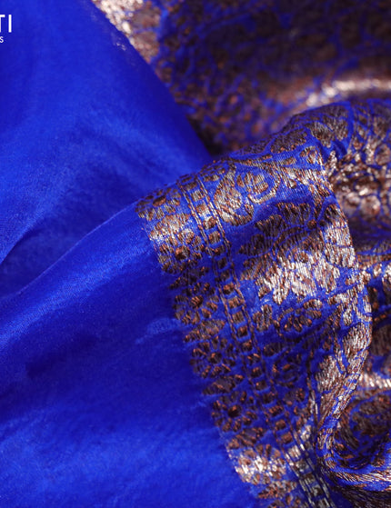 Banarasi organza silk saree royal blue with thread & zari woven buttas and banarasi style border