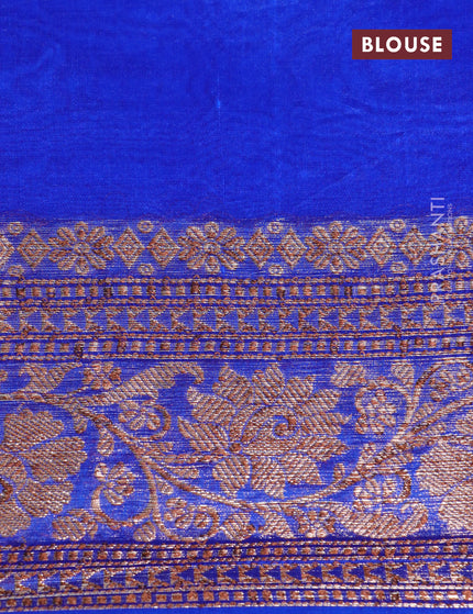 Banarasi organza silk saree royal blue with thread & zari woven buttas and banarasi style border