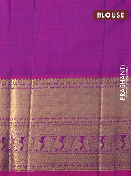 Pure kanchipuram silk saree blue and purple with zari woven buttas and rich zari woven border