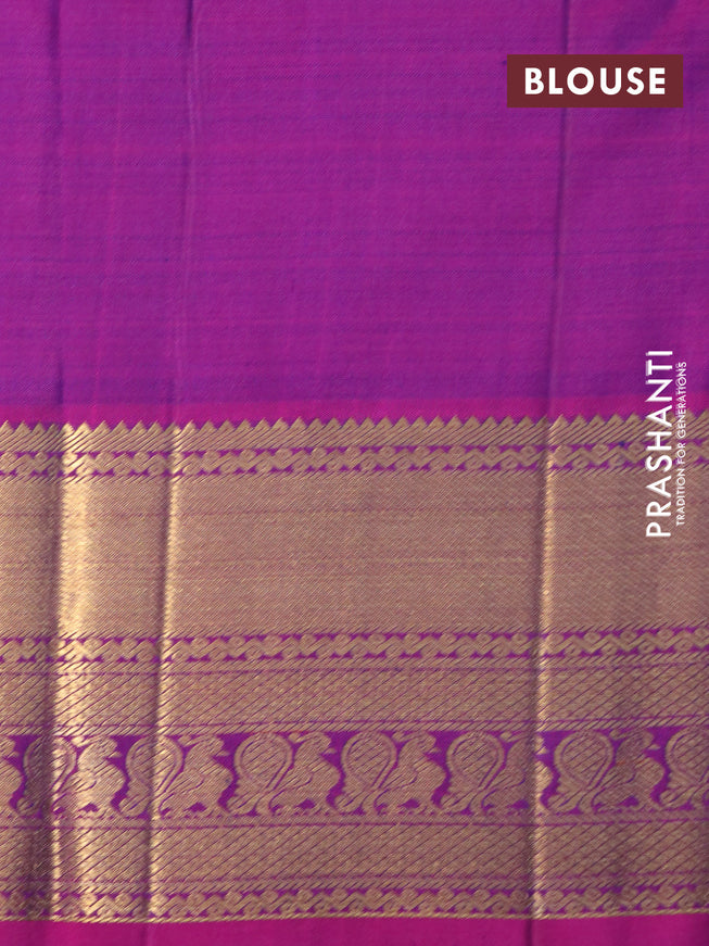 Pure kanchipuram silk saree blue and purple with zari woven buttas and rich zari woven border