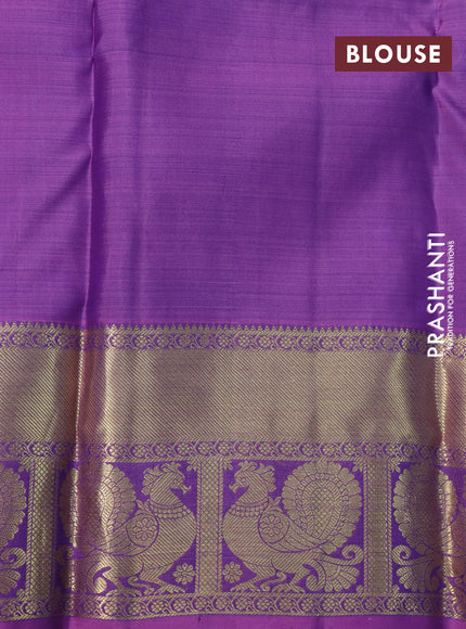 Pure kanchipuram silk saree blue and mauve pink with zari woven buttas and rich zari woven annam border