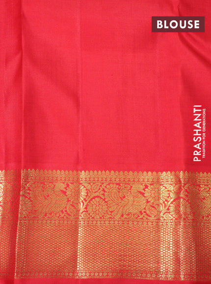 Pure kanchipuram silk saree light blue and red with annam zari woven buttas and rich zari woven korvai border