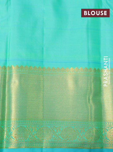 Pure kanchipuram silk saree pink and dual shade of teal bluish green with zari woven buttas and rich zari woven border