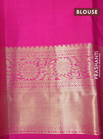 Pure kanchipuram silk saree blue and pink with zari woven buttas and zari woven border