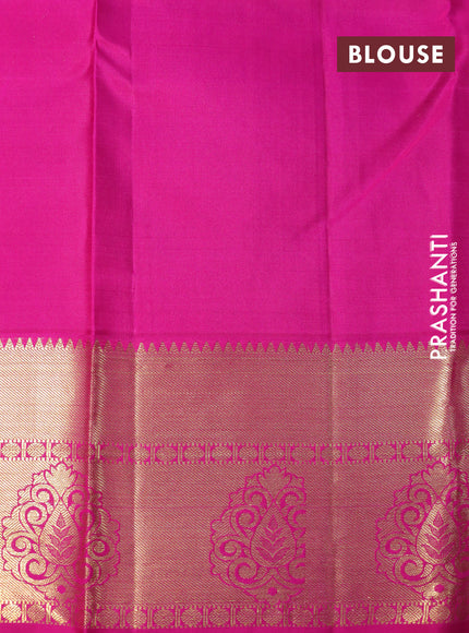 Pure kanchipuram silk saree light green and pink with zari woven buttas and rich zari woven border