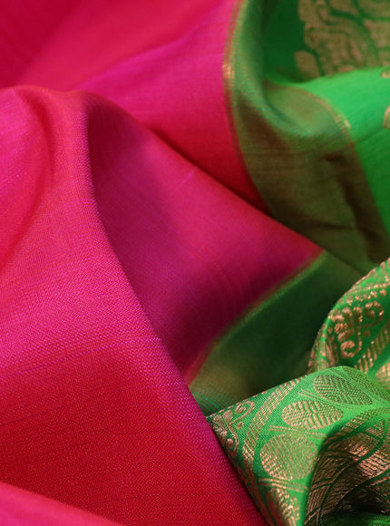 Pure kanchipuram silk saree pink and light green with copper zari woven buttas and copper zari woven border