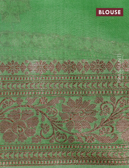 Banarasi organza silk saree light green with thread & zari woven buttas and banarasi style border