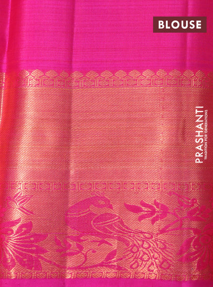 Pure kanchipuram silk saree pink with copper zari woven buttas and zari woven border