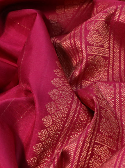 Pure kanchipuram silk saree dark pink with copper zari woven buttas and copper zari woven border