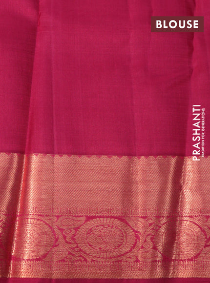 Pure kanchipuram silk saree dark pink with copper zari woven buttas and copper zari woven border