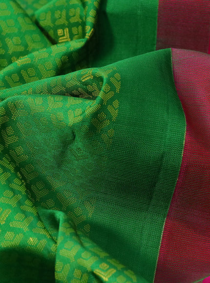 Pure kanchipuram silk saree green and pink with allover thread weaves & zari buttas and zari woven border