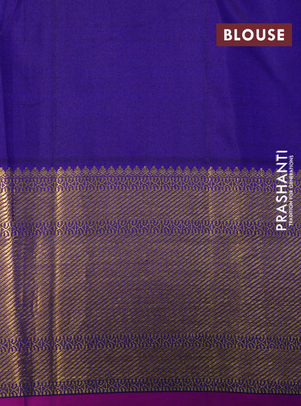 Pure kanchipuram silk saree blue and teal greeen shade with allover self emboss & zari buttas and zari woven border