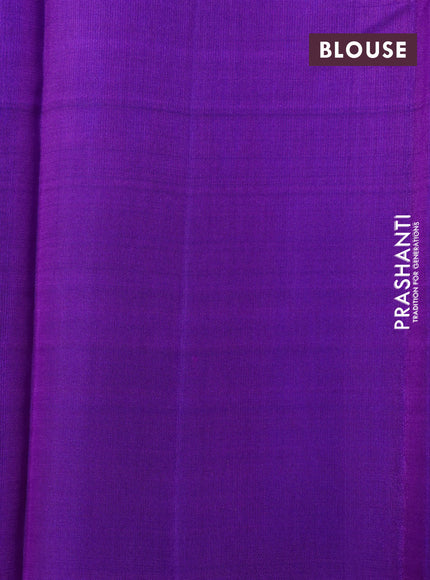 Pure kanchipuram silk saree purple and blue with plain body and temple design zari woven simple border