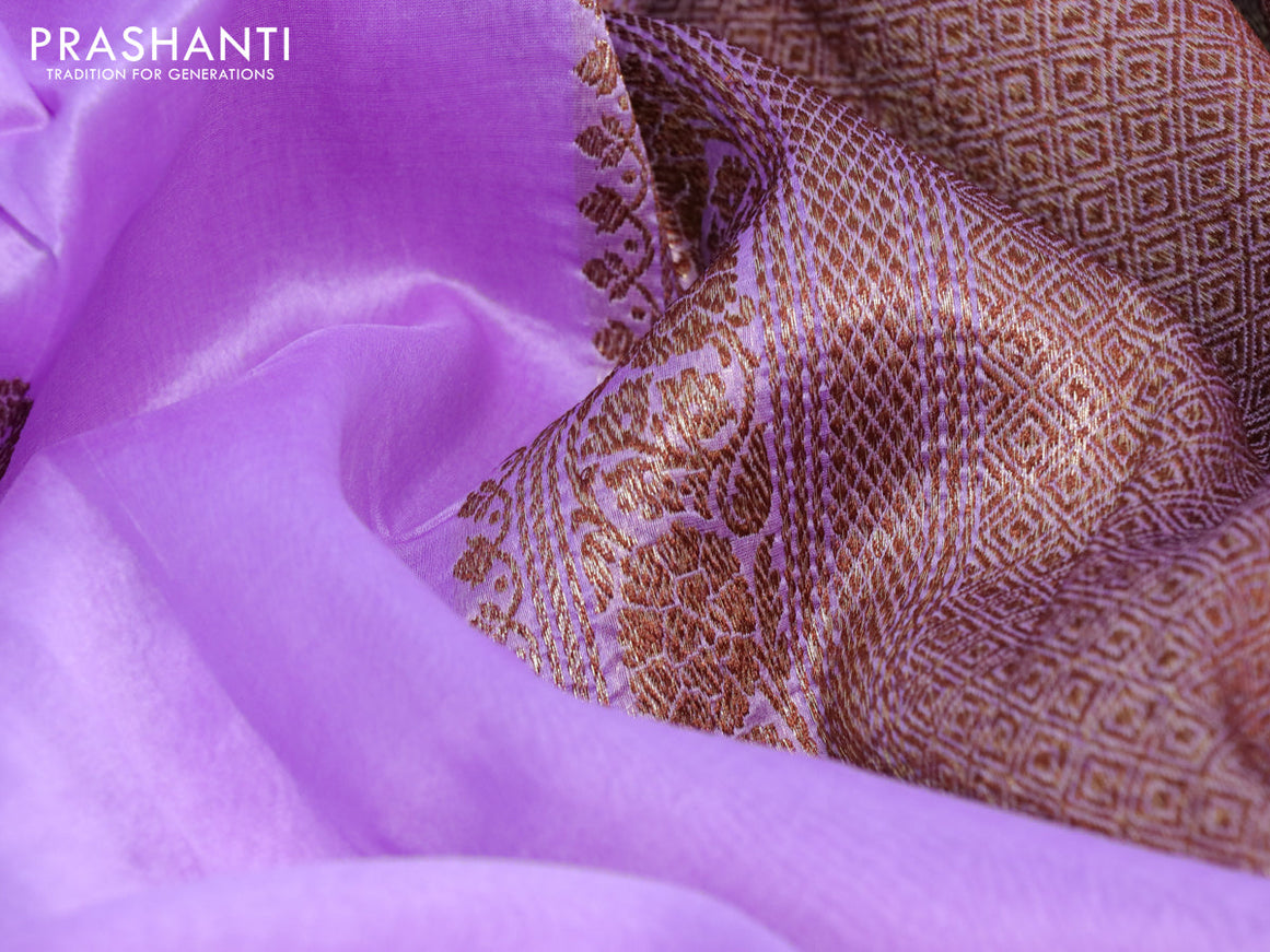 Banarasi organza silk saree lavender with thread & zari woven buttas and banarasi style border