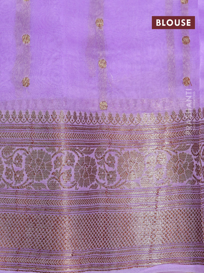 Banarasi organza silk saree lavender with thread & zari woven buttas and banarasi style border