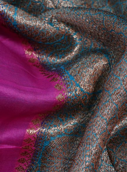 Banarasi organza silk saree pink and teal green with thread & zari woven buttas and banarasi style border