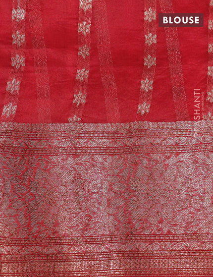 Banarasi organza silk saree red with thread & zari woven buttas and banarasi style border