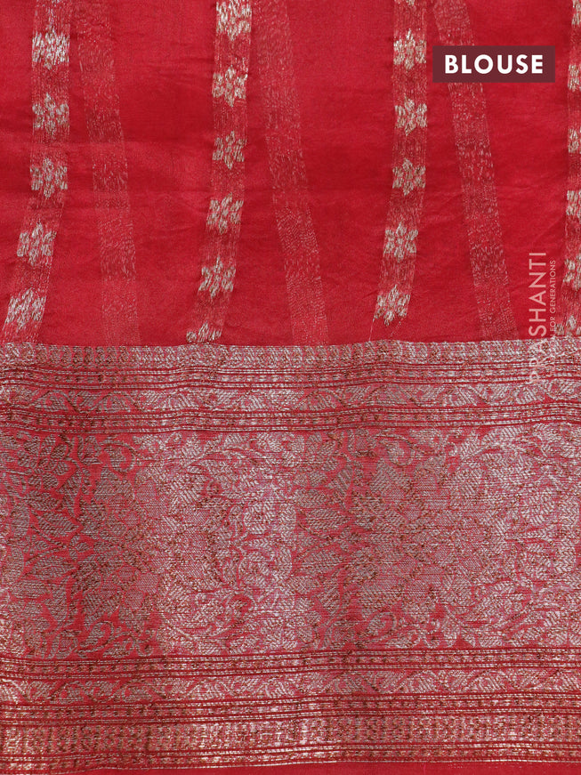 Banarasi organza silk saree red with thread & zari woven buttas and banarasi style border