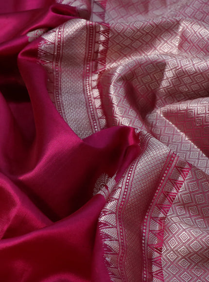 Poona silk saree pink and deep violet with zari woven floral buttas and zari woven border