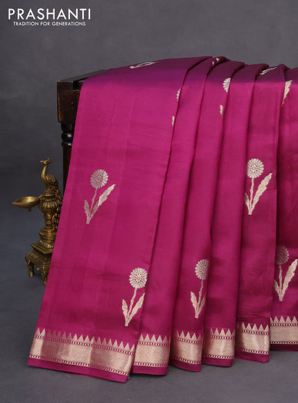 Poona silk saree purple and green with zari woven buttas and zari woven border